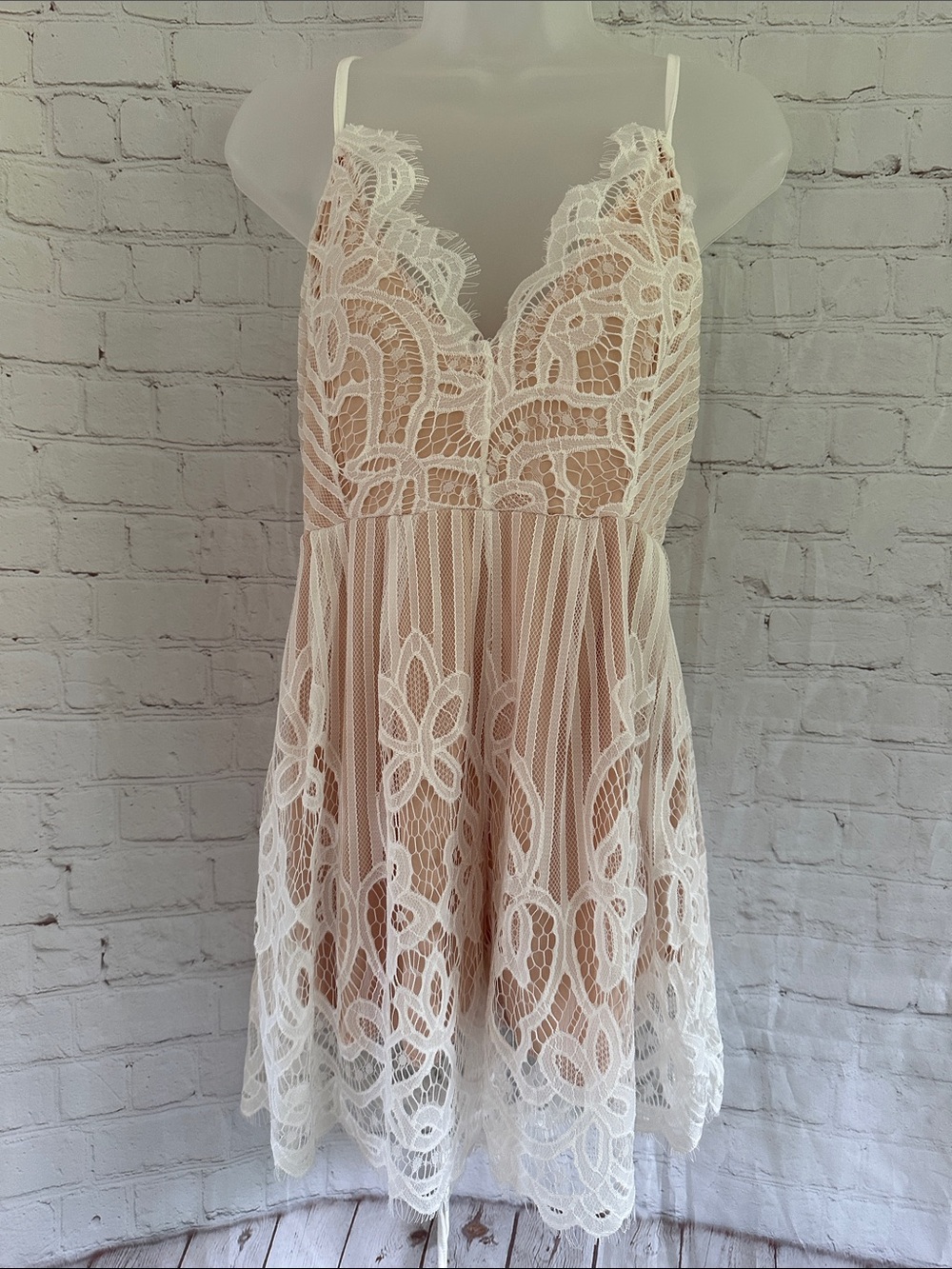 Lace Overlay Spaghetti Strap Dress in Blush